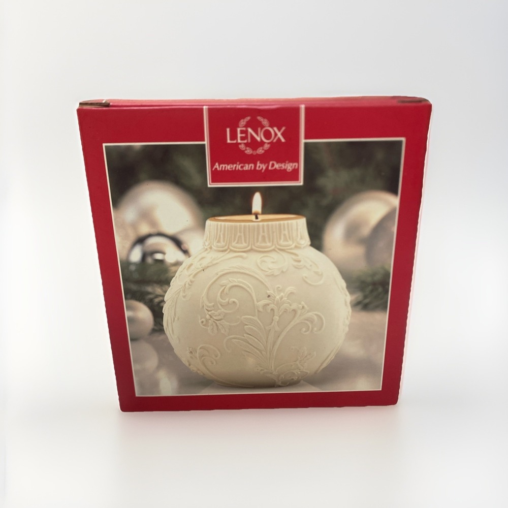 Lenox Christmas Candle Holder "Ornamental Glow"‎ Holly Scrollwork Votive NIB
